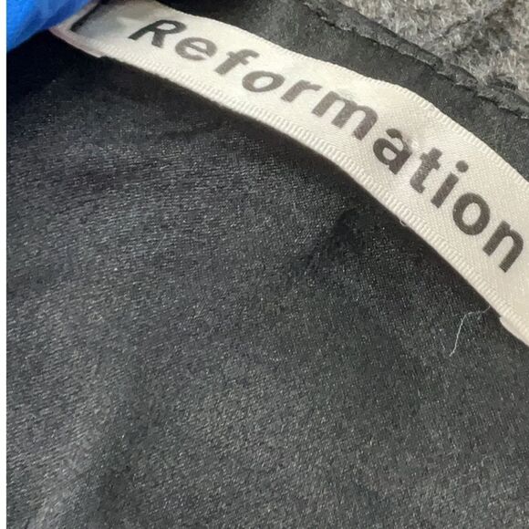 Reformation Britten 100% Silk Black Midi Dress One Leg Slit Timeless Sexy XS - Picture 6 of 7